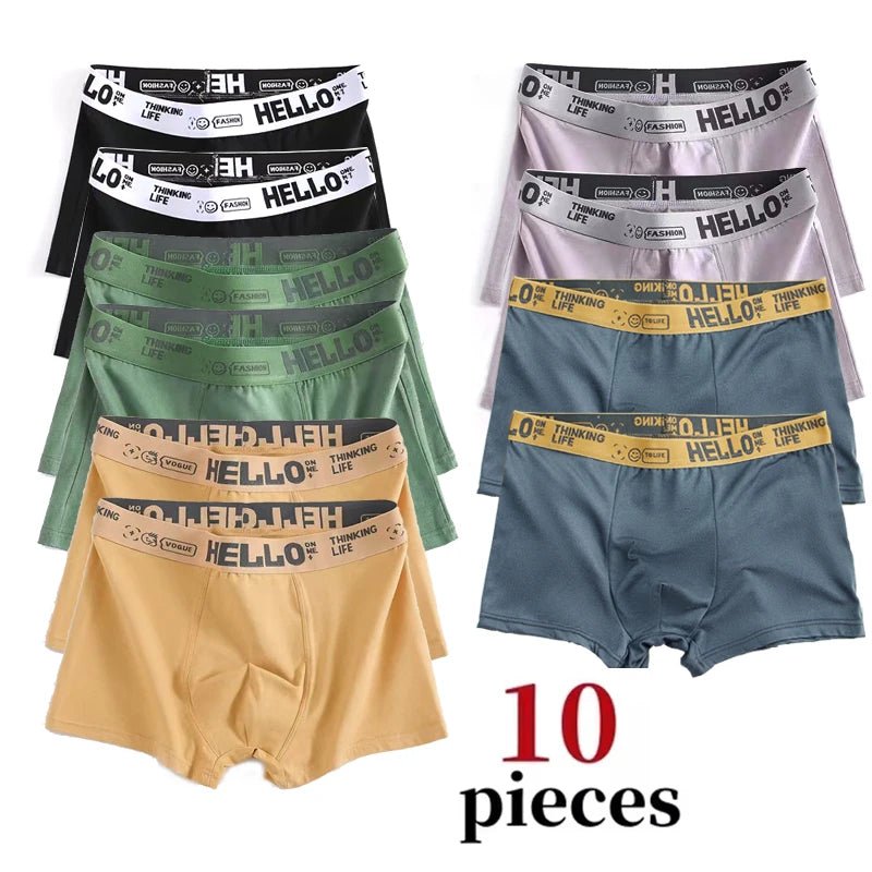 10Pcs/Men's Underwear Fashion Underwear High Stretch Boxer Shorts Breathable Soft Men's Shorts Comfortable Plus SizeL - 4XL - MOUNT