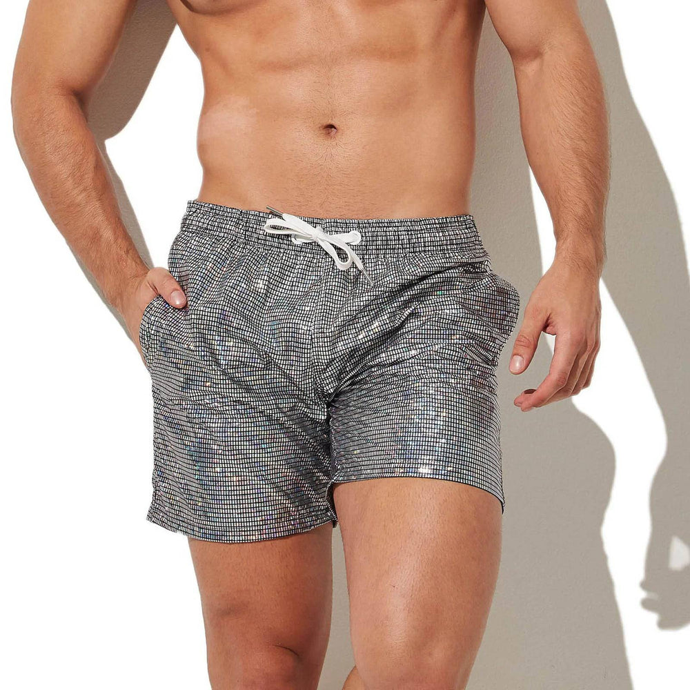 
                  
                    150g Mens Summer Beach Shorts Plus Size Glittering Swimming Boxer Underpants 100% Polyester Solid Plaid String Board Short - MOUNT
                  
                