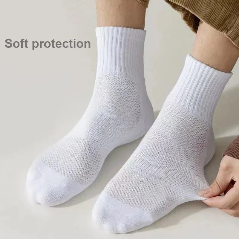 1pairs Socks Men's cotton deodorant winter towel bottom with velvet mid - tube white stockings thickened sports basketball socks - MOUNT