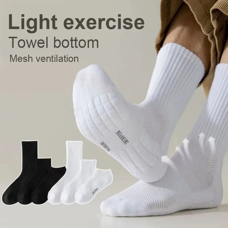 1pairs Socks Men's cotton deodorant winter towel bottom with velvet mid - tube white stockings thickened sports basketball socks - MOUNT