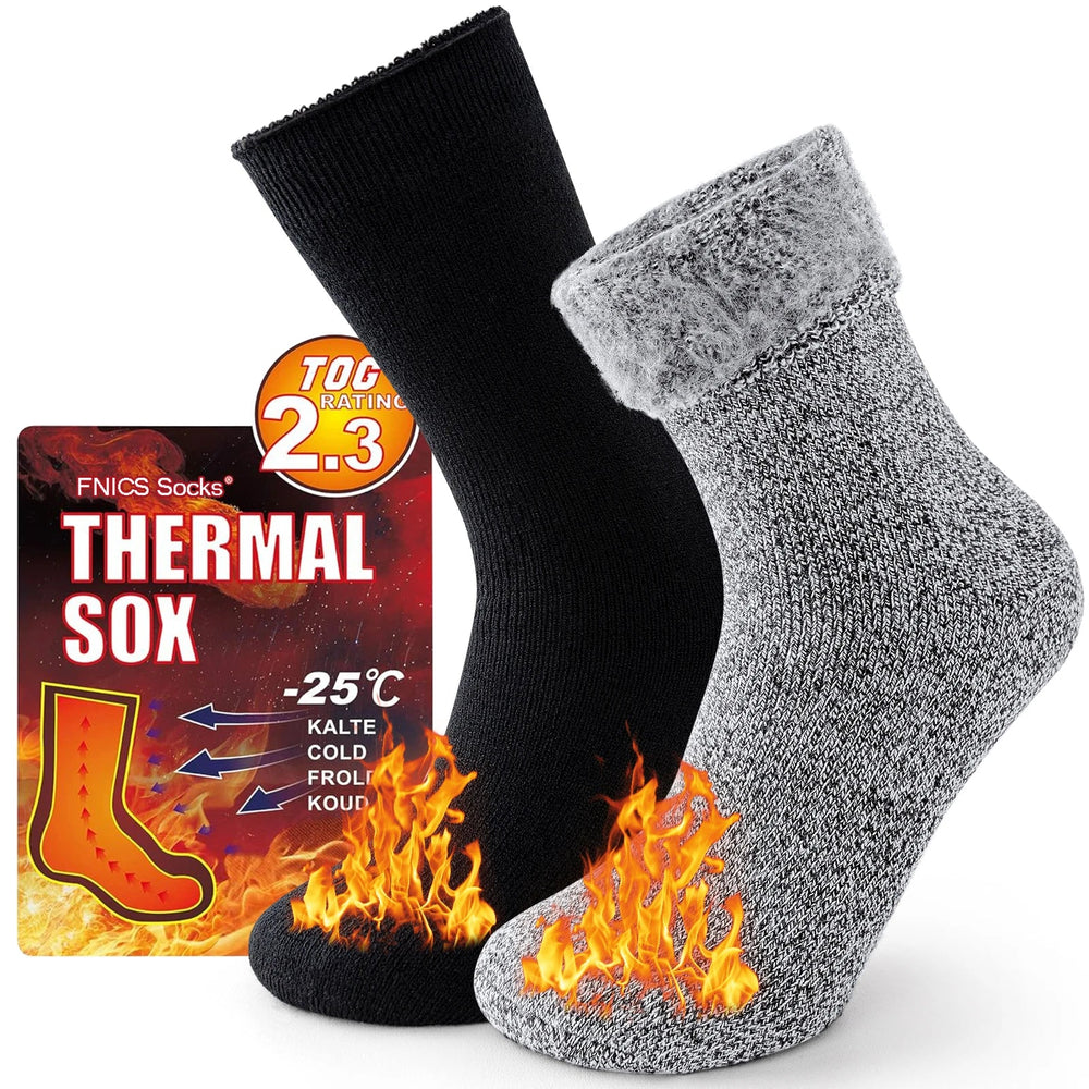 2 Pairs Pack Winter Thermal Socks For Men Women Cold Weather Insulated Socks Outdoor Hiking Skiing Warm Snow Thick Heated Socks - MOUNT