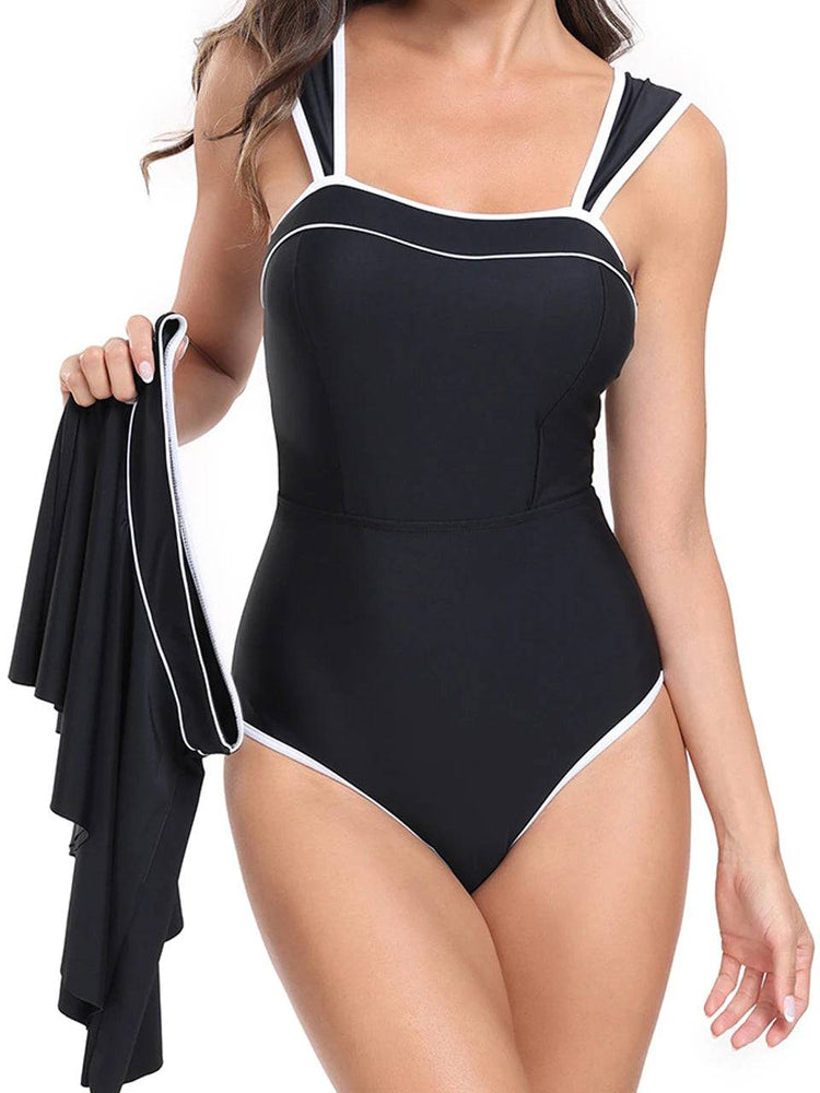 
                  
                    2 Piece Solid Bodysuit With Beach Skirt 2024 Women New Padded Bikinis Swimwear Summer Beachwear Female Bathing Swimming Suit - MOUNT
                  
                