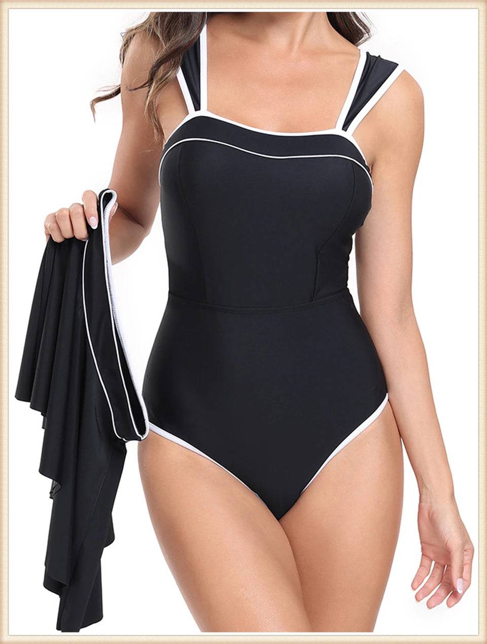 
                  
                    2 Piece Solid Bodysuit With Beach Skirt 2024 Women New Padded Bikinis Swimwear Summer Beachwear Female Bathing Swimming Suit - MOUNT
                  
                