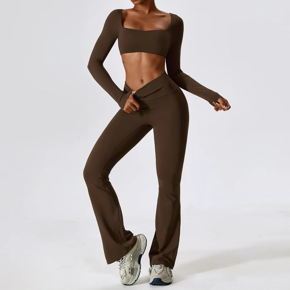 
                  
                    2 Pieces Women Tracksuit Yoga Set Workout Sportswear Gym Clothing Fitness Long Sleeve Crop Top High Waist Leggings Sports Suits - MOUNT
                  
                