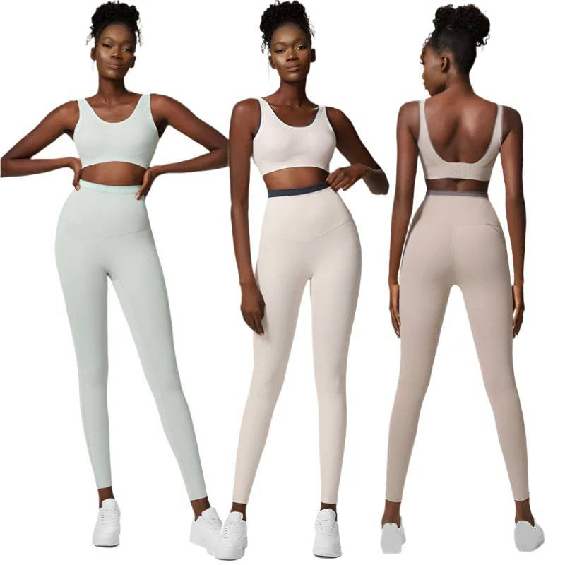 2 Pieces Yoga Suit Women Sexy Tight - Fitting Fitness Sports Set Gym Bra Elasticity High Waist Leggings Female Athletic Wear - MOUNT