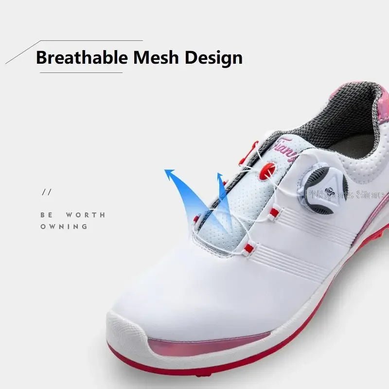 2024 Woman Waterproof Golf Shoes Non-Slip Wear-Resistant Golf Sneakers Female Breathable Soft Golf Shoes Rotating Shoeslace - MOUNT