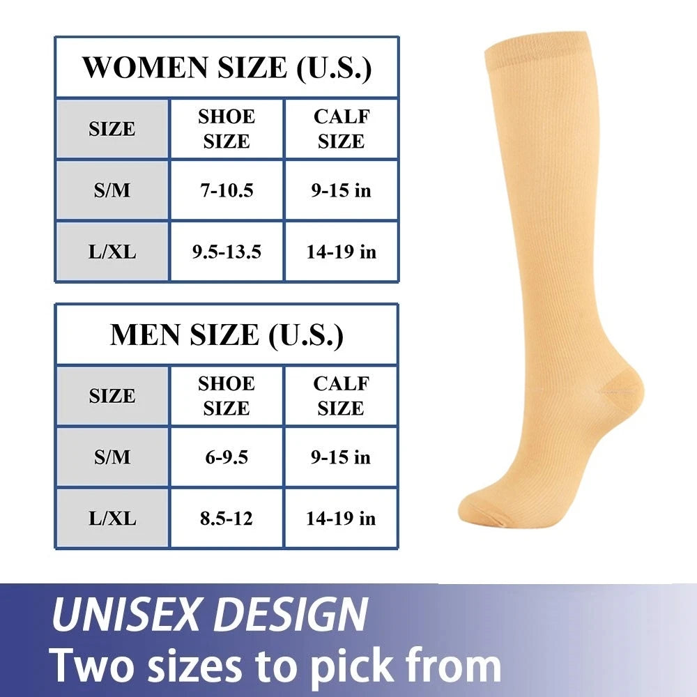 
                  
                    6 Pairs Compression Socks Men Women Hiking Running Varicose Veins Pregnancy Swelling Knee Socks  Marathon Sports Cycling New
                  
                