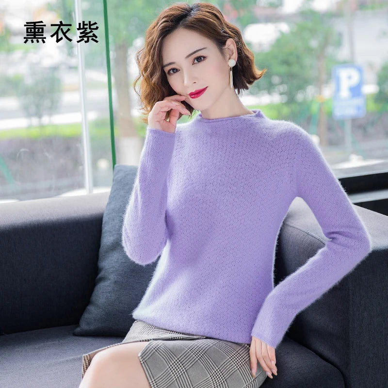 
                  
                    MOUNT New Autumn Round Neck 100%Pure Mink Cashmere Sweater Women Short Loose Knit Base Shirt...
                  
                