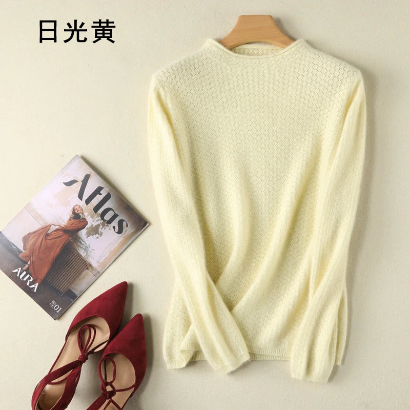 
                  
                    MOUNT New Autumn Round Neck 100%Pure Mink Cashmere Sweater Women Short Loose Knit Base Shirt...
                  
                