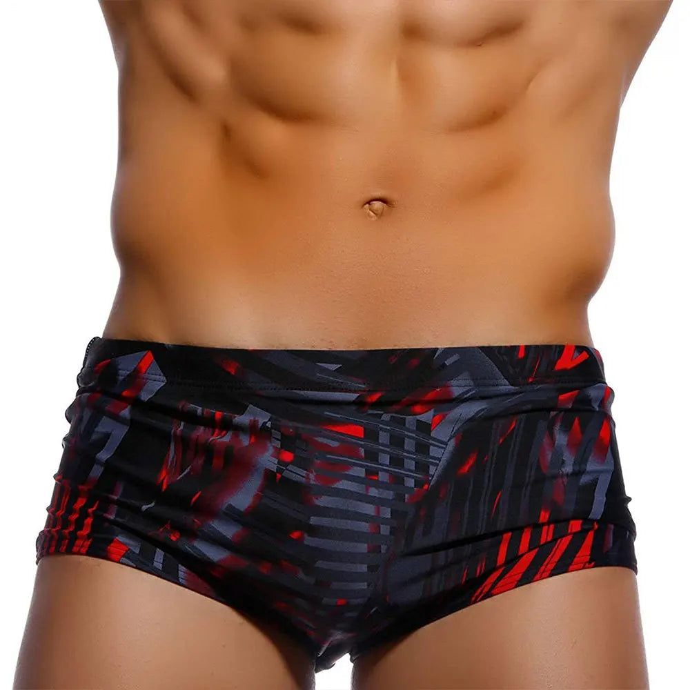 
                  
                    Men Swimwear Brazilian Traditional Cut Swimsuits Swim Bikini Surf Boxer Briefs Board Shorts Trunks Black and Red Sunga
                  
                