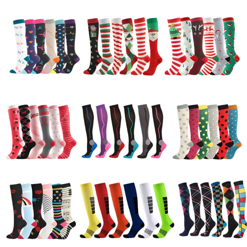 Men's Knee High Compression Socks 3/6/7 Pairs Pack Ankle Support Running Sport Edema Diabetes Varicose Veins Treatment