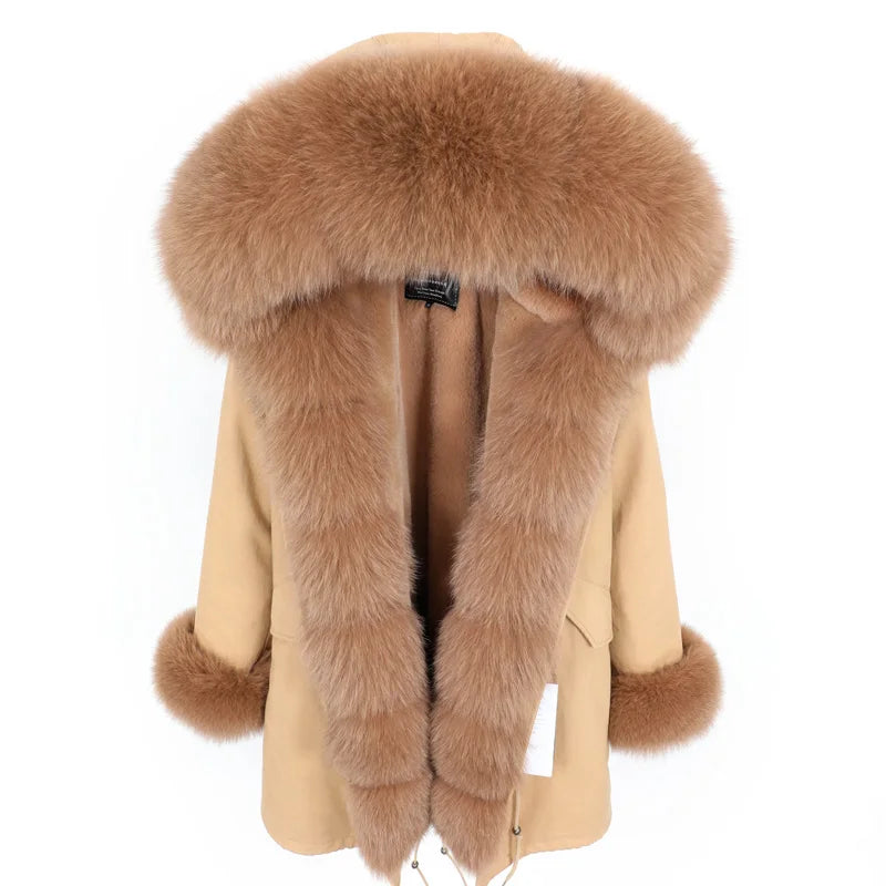 
                  
                    MOUNT MaoMaoKong Natural Real Fox Fur Jacket Hooded Black Waterproof Woman Winter Warm Coat...
                  
                