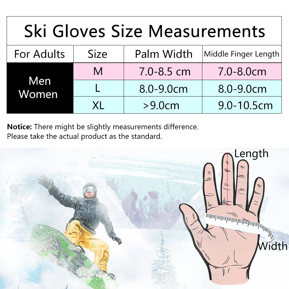 
                  
                    Ski Gloves Waterproof Gloves with Touchscreen Function Thermal Snowboard Gloves Warm Motorcycle Snow Gloves Men Women
                  
                