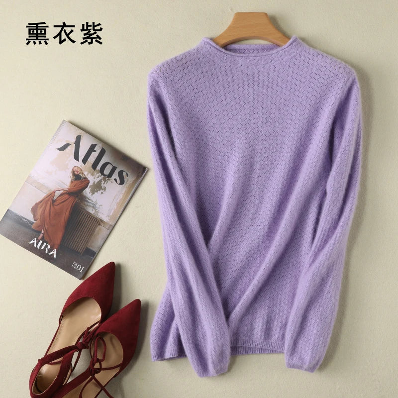 
                  
                    MOUNT New Autumn Round Neck 100%Pure Mink Cashmere Sweater Women Short Loose Knit Base Shirt...
                  
                