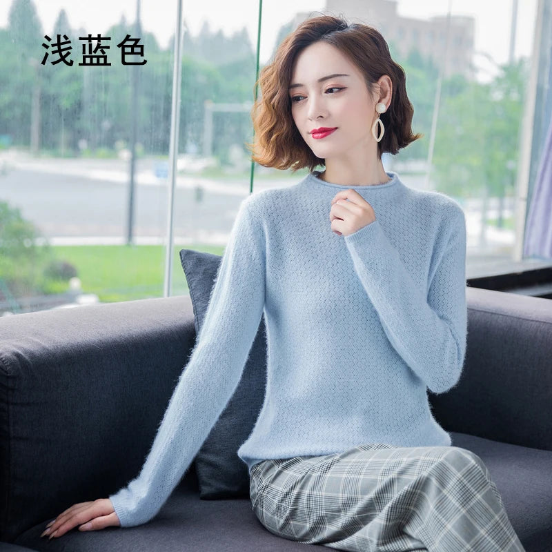 
                  
                    MOUNT New Autumn Round Neck 100%Pure Mink Cashmere Sweater Women Short Loose Knit Base Shirt...
                  
                