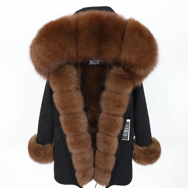 
                  
                    MOUNT MaoMaoKong Natural Real Fox Fur Jacket Hooded Black Waterproof Woman Winter Warm Coat...
                  
                