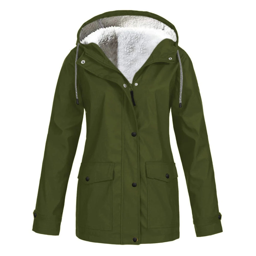 
                  
                    Women's Autumn Winter Plus Velvet Outdoor Jacket Windproof Waterproof Mountaineering Hooded Coat
                  
                