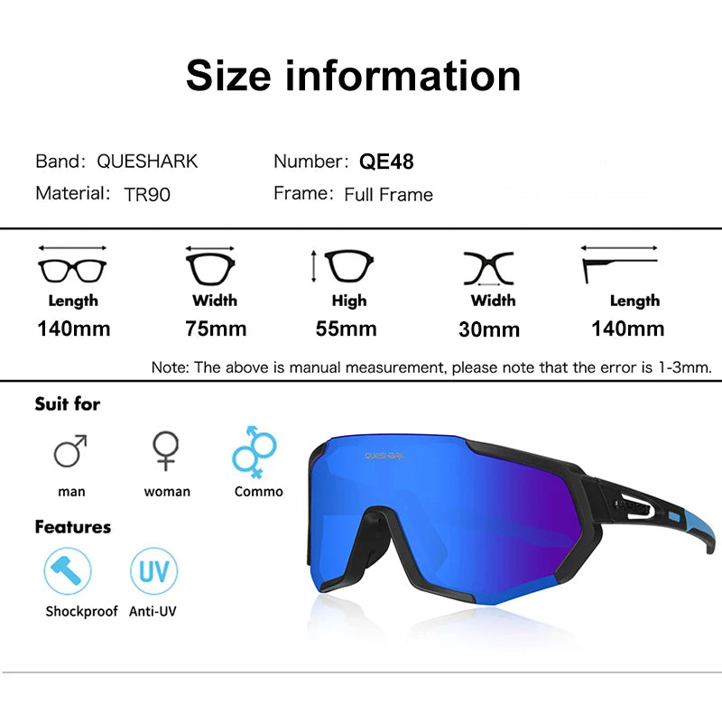 
                  
                    QUESHARK 13 Colors Women Men Mirror Cycling Sunglasses Printed Sports MTB Bicycle Eyewear Riding Road Bike Glasses Goggles QE48
                  
                