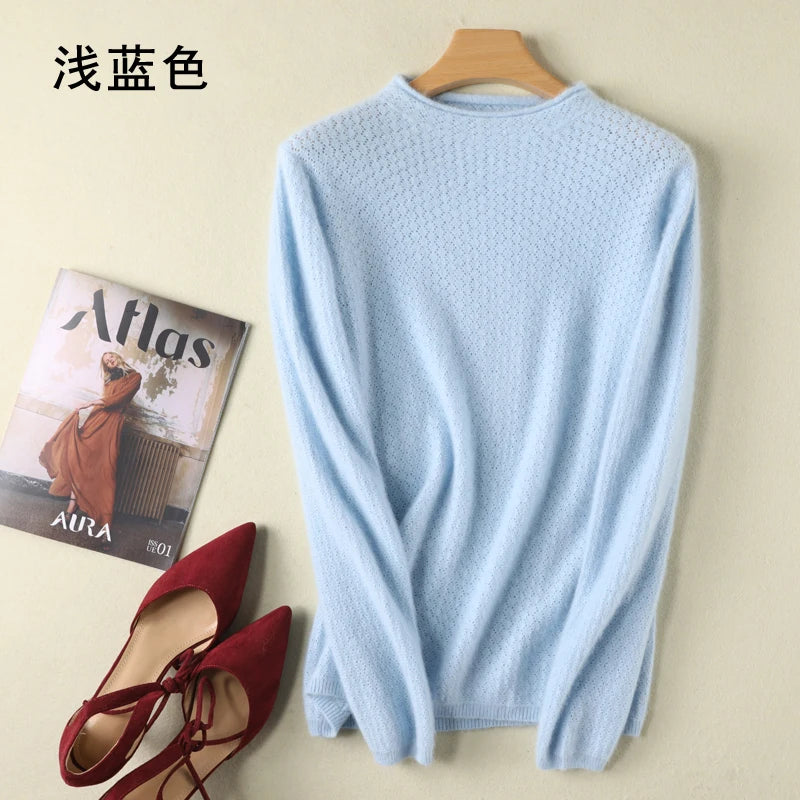 
                  
                    MOUNT New Autumn Round Neck 100%Pure Mink Cashmere Sweater Women Short Loose Knit Base Shirt...
                  
                