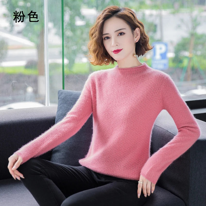 
                  
                    MOUNT New Autumn Round Neck 100%Pure Mink Cashmere Sweater Women Short Loose Knit Base Shirt...
                  
                