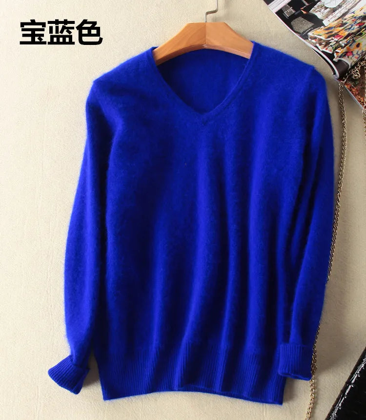 
                  
                    MOUNT Super Warm Fluffy Mink Cashmere Soft Fur V-neck Sweaters and Pullovers for Women Autumn Winter Jumper Female Brand Jumper
                  
                