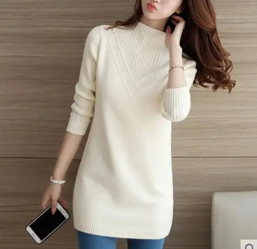 
                  
                    MOUNT Fdfklak Autumn Winter New Turtleneck Sweater Women Korean Loose Medium Long Thick Knit Top...
                  
                