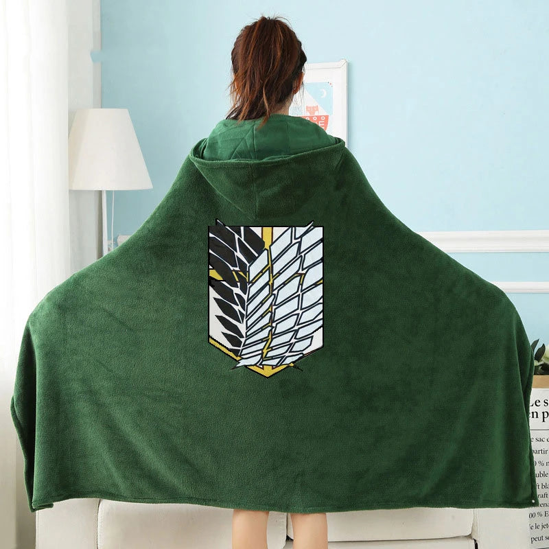 
                  
                    Attack on Titan Throw Blanket Wearable Cloak Cape Hooded Wings of Freedom Scout Regiment Plush Anime Blanket Shingeki No Kyojin
                  
                