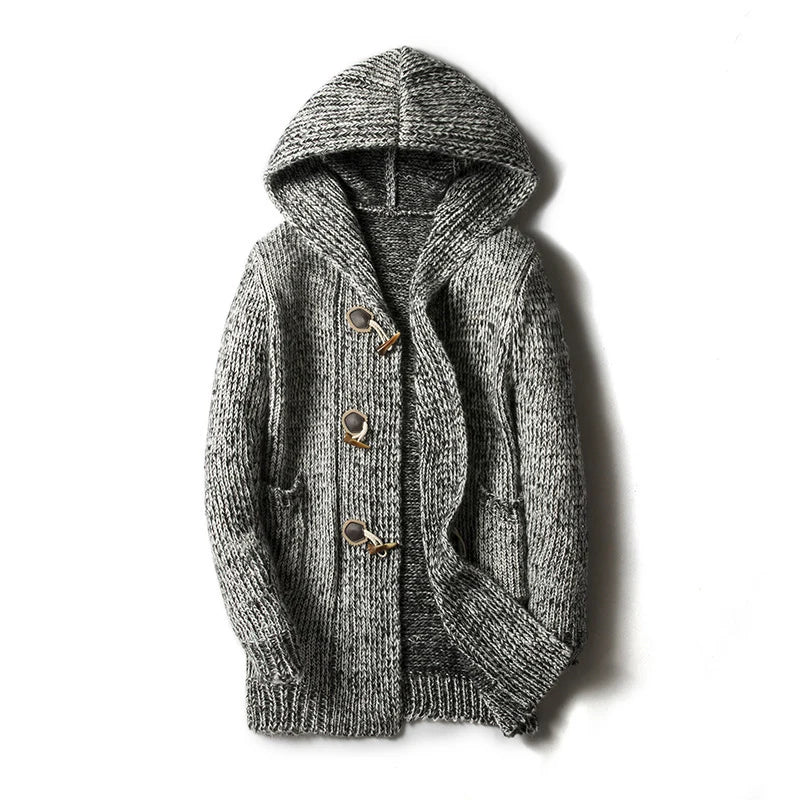 Winter Men's Knitted Sweaters Fashion Man Mid-Long Knitted Sweater Hooded Coats Casual Widnbreaker Cardigan Jackets Clothing