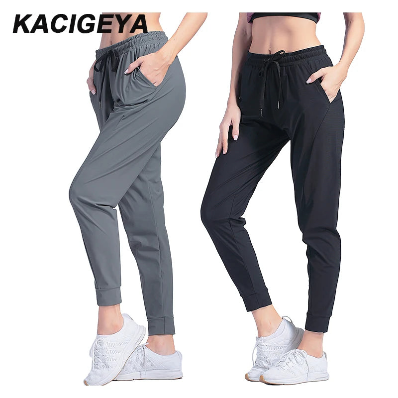 
                  
                    Female Sportswear Trousers Nylon Quick Dry Running Pants Causal Breathable Drawstring Pocket Yoga Joggers Women Sweatpants
                  
                