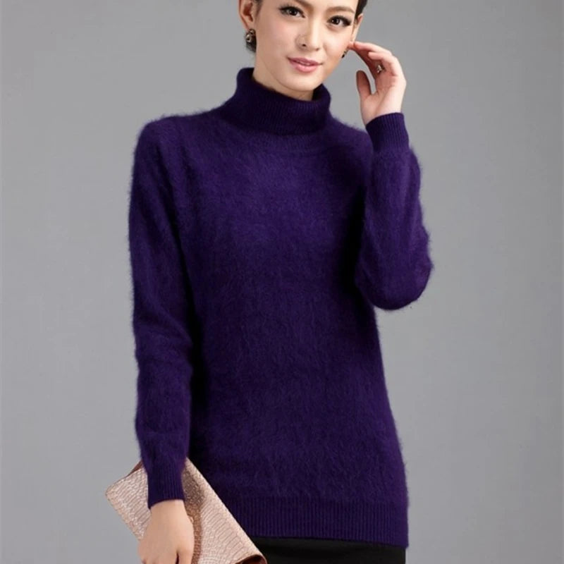 
                  
                    2022 Winter Women Sweater 100% Mink Cashmere Turtleneck Knitted Jumper Female Solid Color Soft Warm Long Sleeve Pullovers S-XXL
                  
                