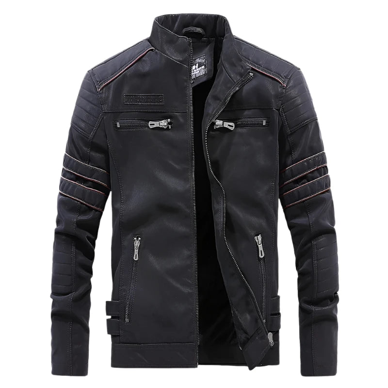 Men's PU Leather Jacket Winter Men Outdoor Fleece Lined Warm Windbreaker Leather Coats Vintage Male Retro Motorcycle Jackets