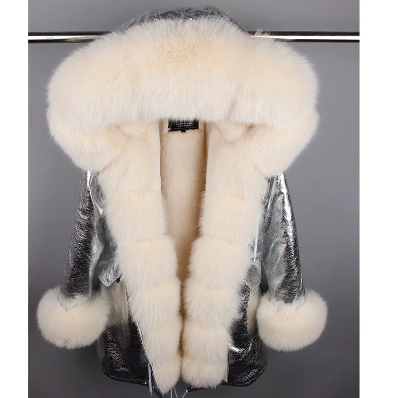 
                  
                    MOUNT MaoMaoKong Natural Real Fox Fur Jacket Hooded Black Waterproof Woman Winter Warm Coat...
                  
                