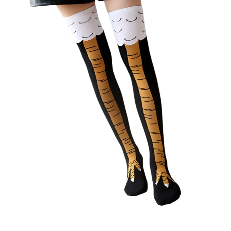 High Quality Creative Chicken Women Over the Knee Socks Cartoon Cotton Chicken Claw Ladies 3D Print Funny Animal High Socks