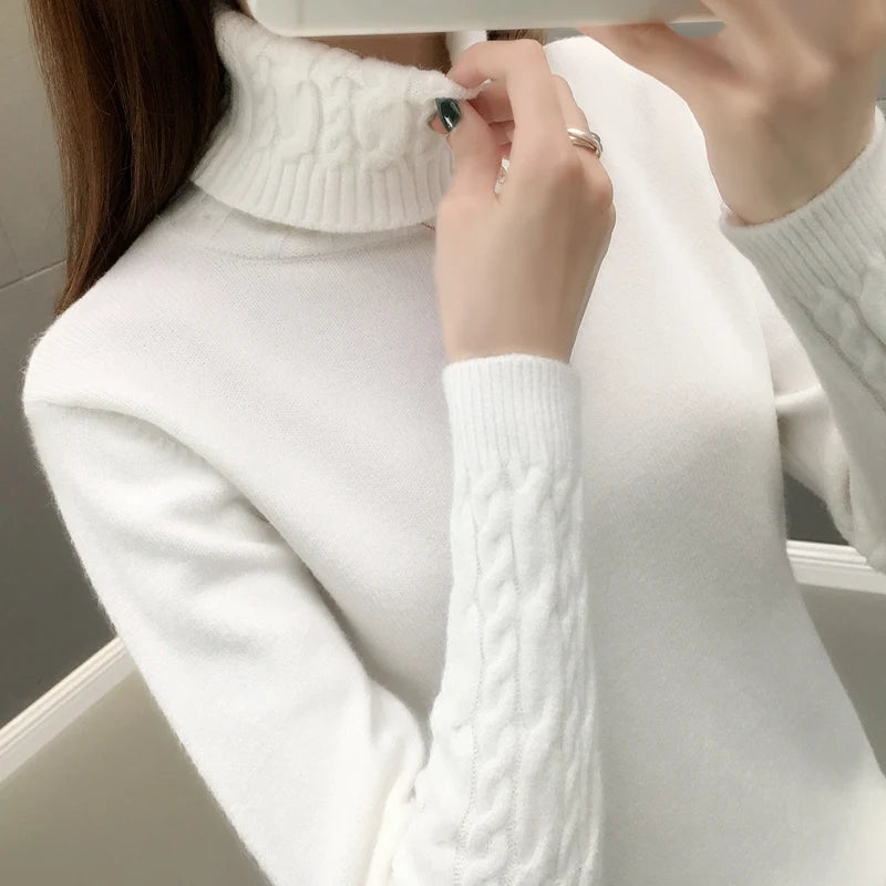 
                  
                    Women Sweater Turtleneck Pullovers Autumn Winter Sweaters New 2023 Long Sleeves Thick Warm Female Sweater Khaki
                  
                