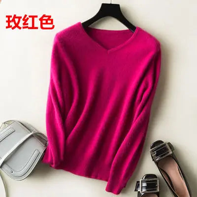 
                  
                    MOUNT Super Warm Fluffy Mink Cashmere Soft Fur V-neck Sweaters and Pullovers for Women Autumn Winter Jumper Female Brand Jumper
                  
                