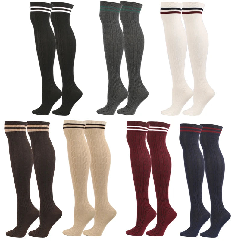 New Socks Fashion Stockings Twist Casual Cotton Thigh High Over Knee Acrylic High Socks Girls Womens Female Long Knee Sock 2020