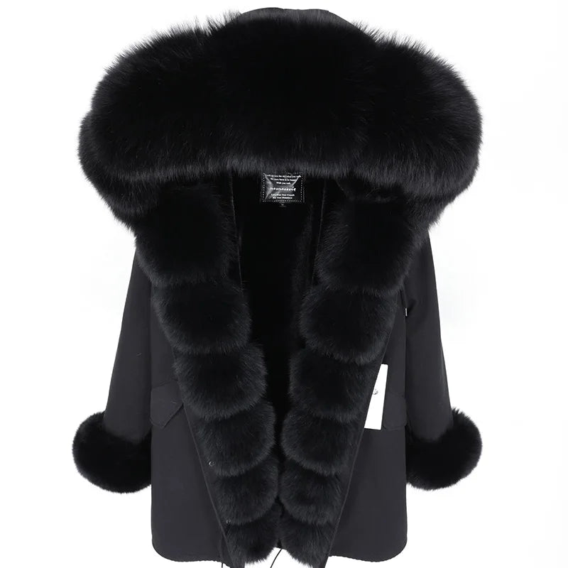 
                  
                    MOUNT MaoMaoKong Natural Real Fox Fur Jacket Hooded Black Waterproof Woman Winter Warm Coat...
                  
                