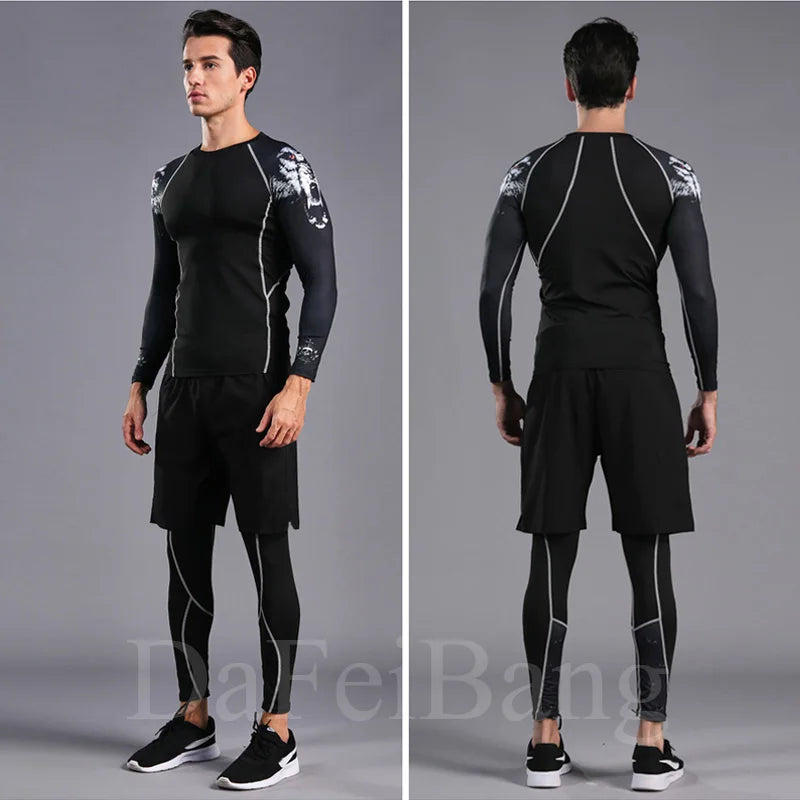 
                  
                    Men's Sports Suit MMA Running Quick-Drying Sportswear Compression Suit Fitness Training 3-Piece Sports Tights
                  
                