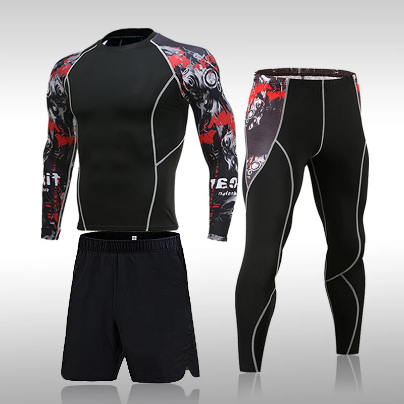 
                  
                    Men's Sports Suit MMA Running Quick-Drying Sportswear Compression Suit Fitness Training 3-Piece Sports Tights
                  
                