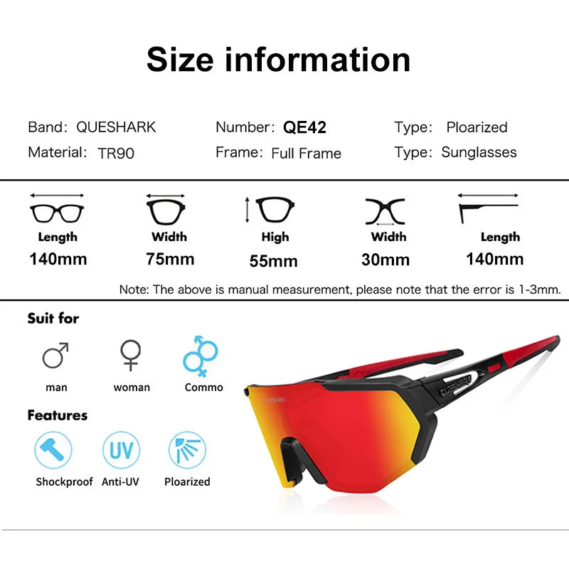 
                  
                    Polarized Cycling Sunglasses 3 Lens Set for Men and Women Sports Goggles for MTB Bicycle Riding Road Bike Glasses
                  
                