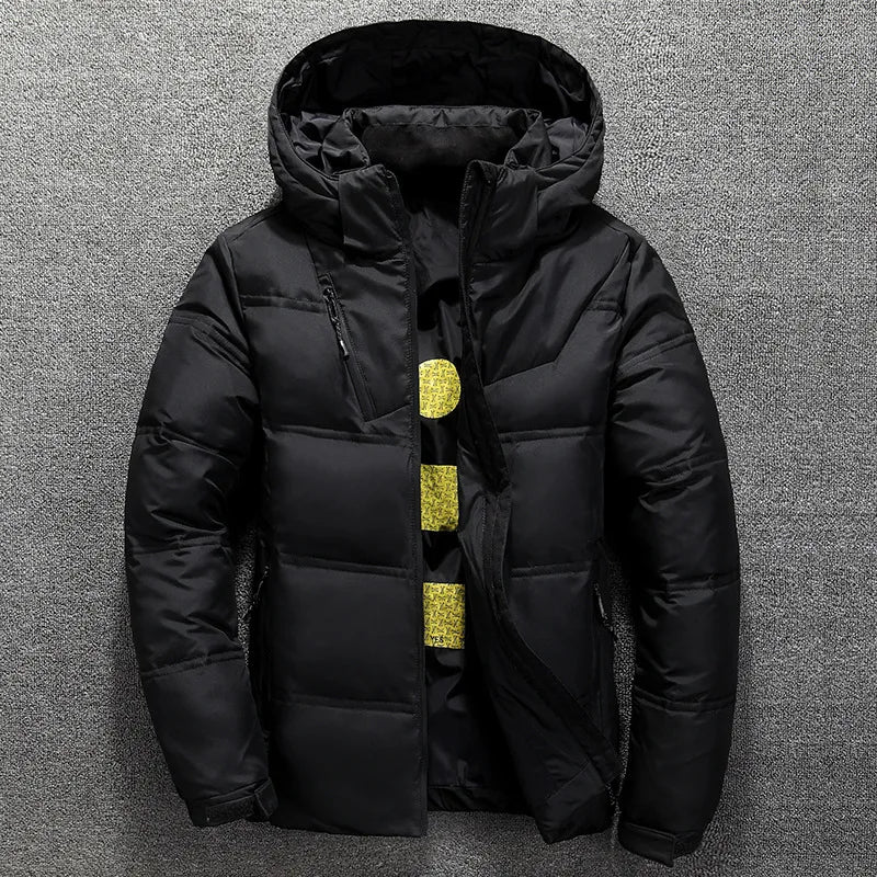 
                  
                    New White Duck Down Jacket Men Winter Warm Solid Color Hooded Down Coats Thick Duck Parka Mens Down Jackets Winter Outdoor Coat
                  
                