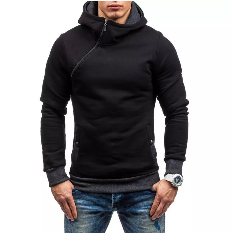 Brand Men's Hoodies Sweatshirts New Slim Pullover Men's Hoody Sweatshirt for Male Diagonal Zipper Man Hood Sweatshirt - MOUNT