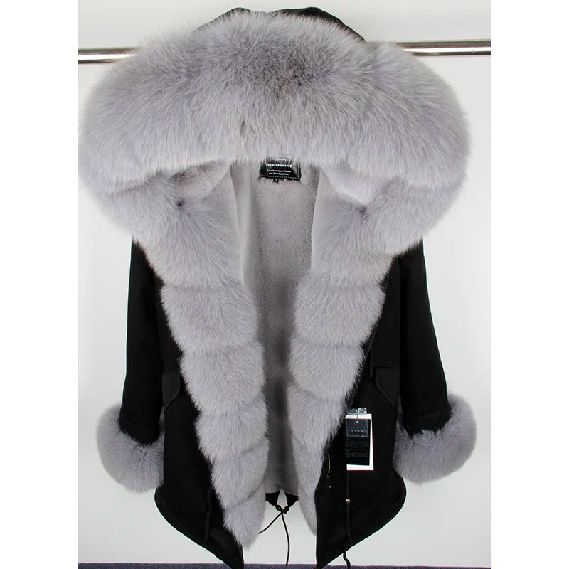 
                  
                    MOUNT MaoMaoKong Natural Real Fox Fur Jacket Hooded Black Waterproof Woman Winter Warm Coat...
                  
                