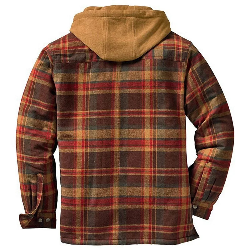 
                  
                    Explosive Men Clothing European American Autumn and Winter Models Thick Cotton Plaid Long-sleeved Loose Hooded Jacket
                  
                