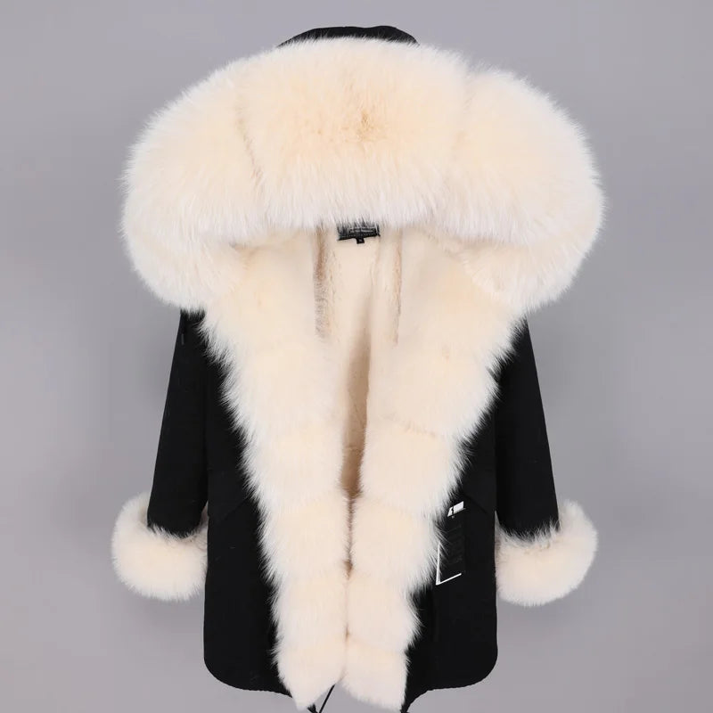 
                  
                    MOUNT MaoMaoKong Natural Real Fox Fur Jacket Hooded Black Waterproof Woman Winter Warm Coat...
                  
                