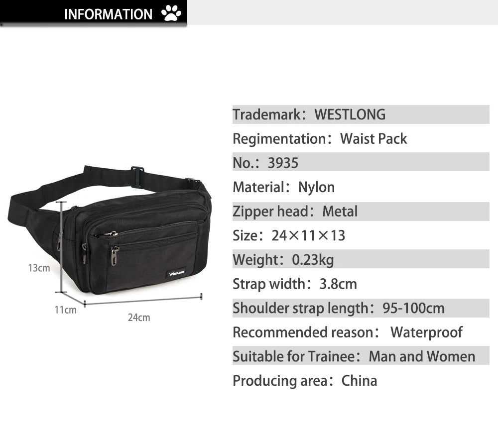 
                  
                    Waist Pack Casual Functional Fashion Men Waterproof Fanny Pack Women Belt Bum Bag Male Phone Wallet Pouch Bags Unisex 98011
                  
                