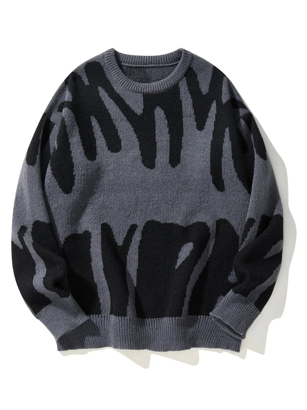 MOUNT New Popular Autumn Winter Irregular Jacquard Pattern Pullover Sweater Casual Round Neck...