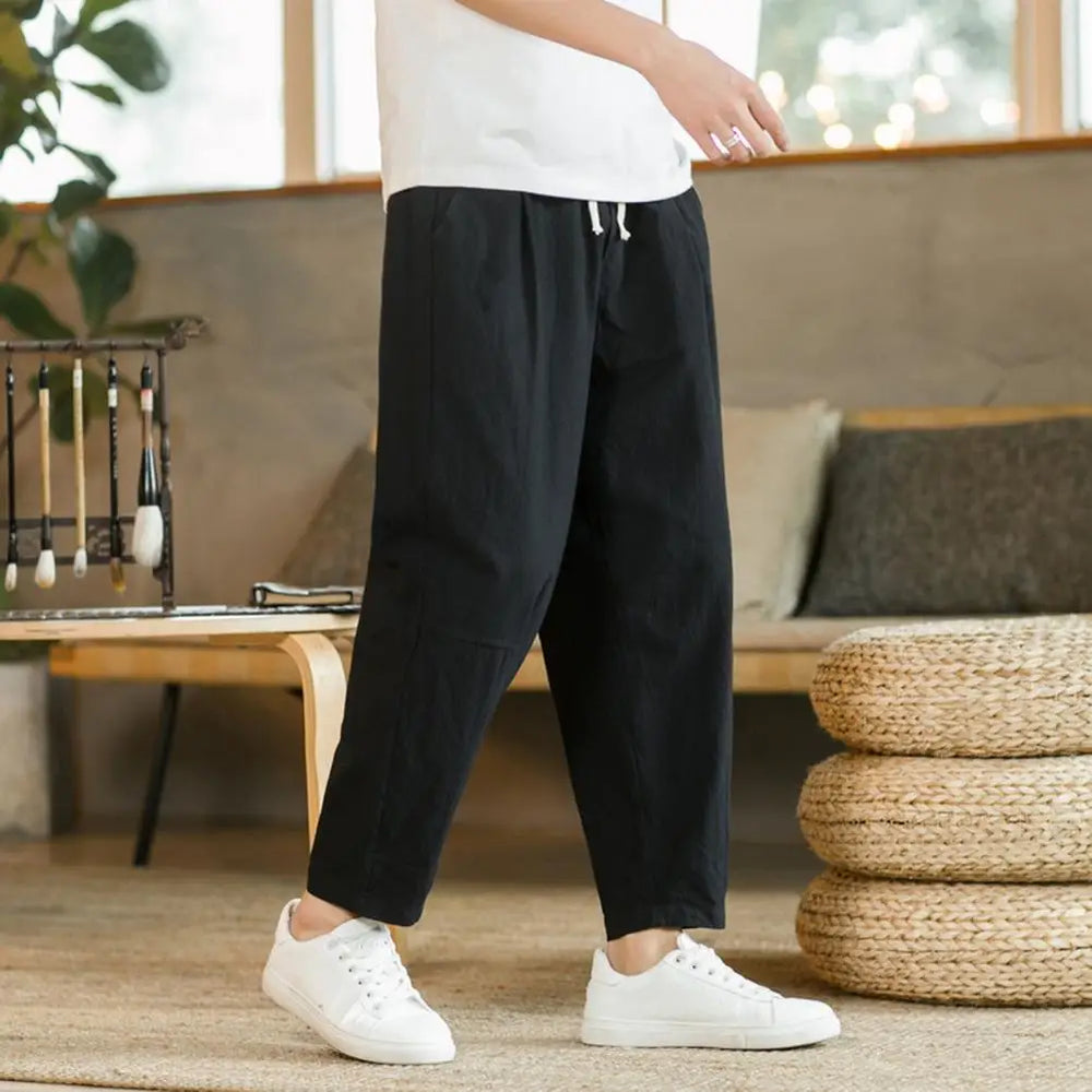 
                  
                    Men's Jogger Sweatpants Fashion Drawstring Streetwear Casual Trousers Male Loose Pant Linen Trousers Track WorkPants Sportpants
                  
                