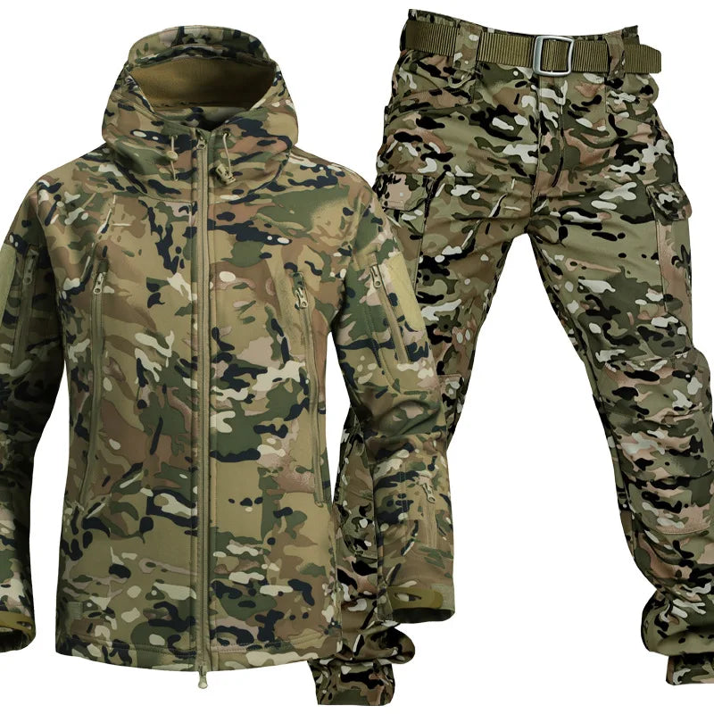 
                  
                    MOUNT Camo Plush Thickened Jacket Men's Tactical Sets Winter Waterproof Shark Skin Soft Shell...
                  
                