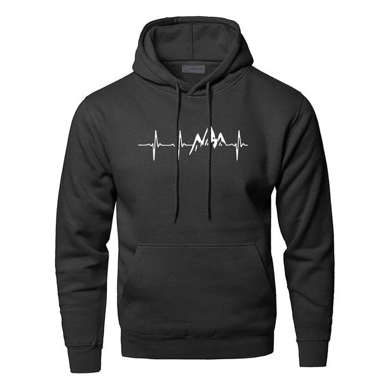 
                  
                    Men's Mountain Heartbeat Print Hoodies Sweatshirt Spring Autumn Long Sleeve Hooded Sweatshirt Black Gray Hoodie Sportswear
                  
                